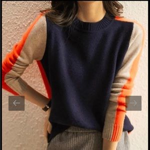 NWT! Retro Navy and Or age Sweater